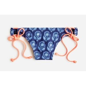 J.Crew Navy Bouquet Block Print String Bikini Bottom With Side Ties Size 3X